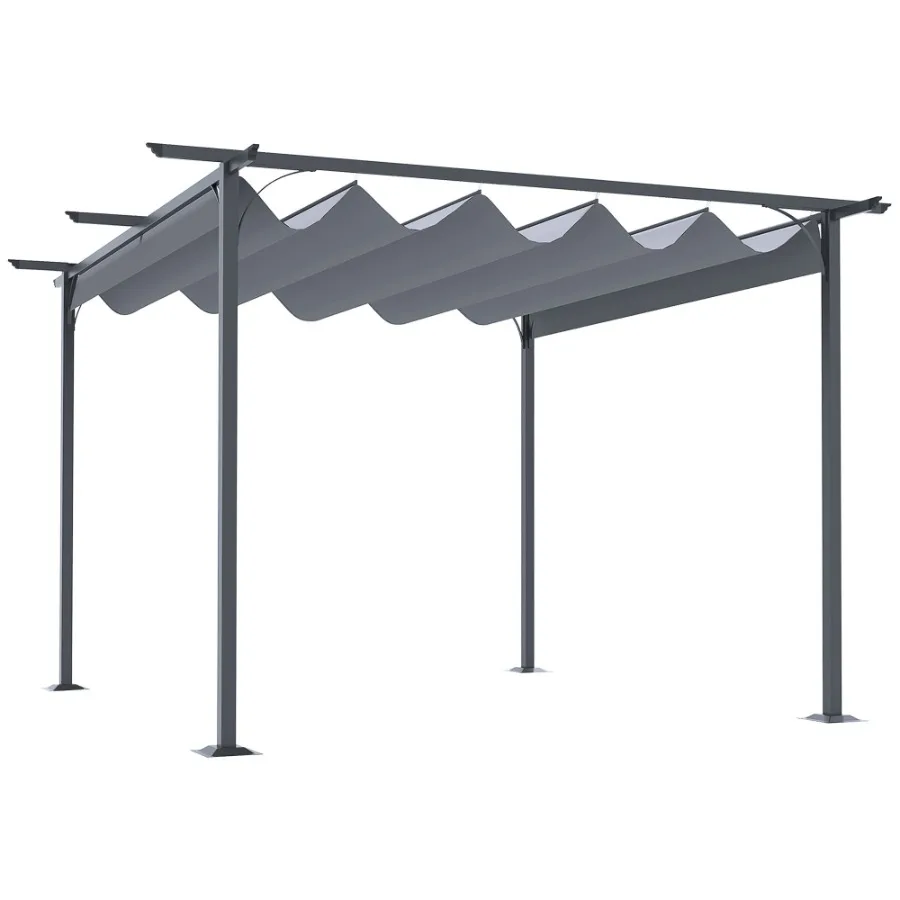 

11.5' x 11.5' Retractable Pergola Canopy Outdoor UV Protection Sun Shade Steel Frame for Garden Grill Patio Backyard Gray