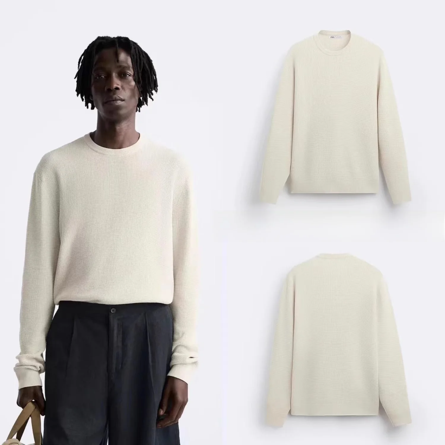 

Fall 2024 New Men's Knitted Long Sve round Ne Basic Sle Underwear Sweater Pure Color Youthful Vitali Sle