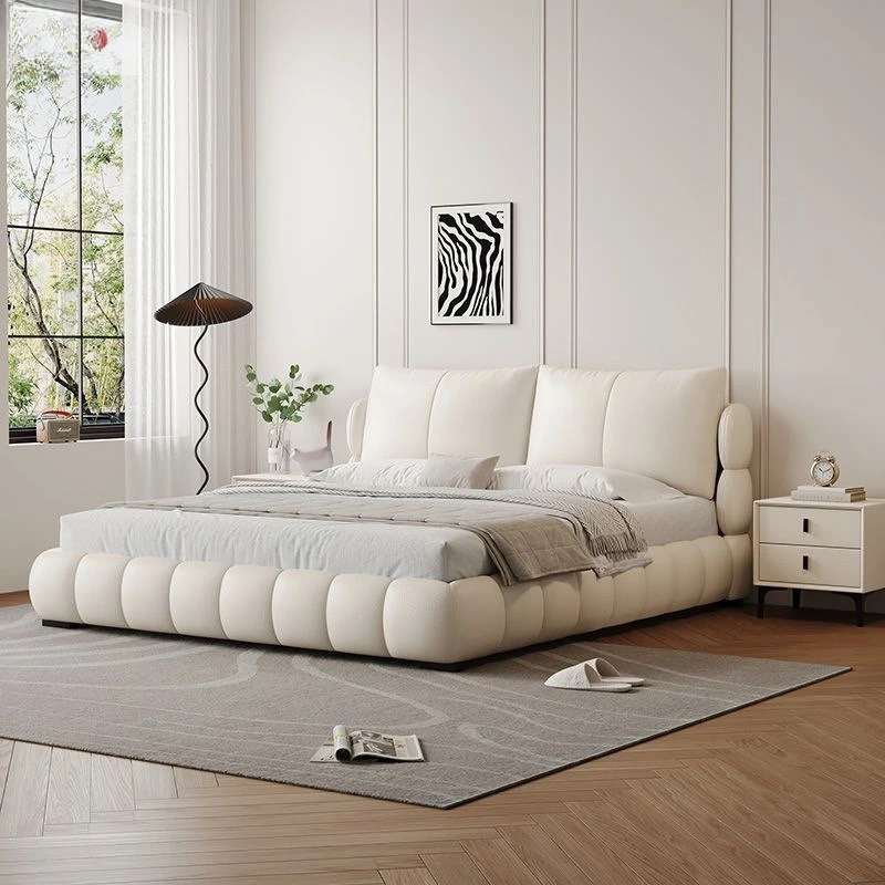 

Cream wind, leather bed, full package, fluffy, simple leather bed