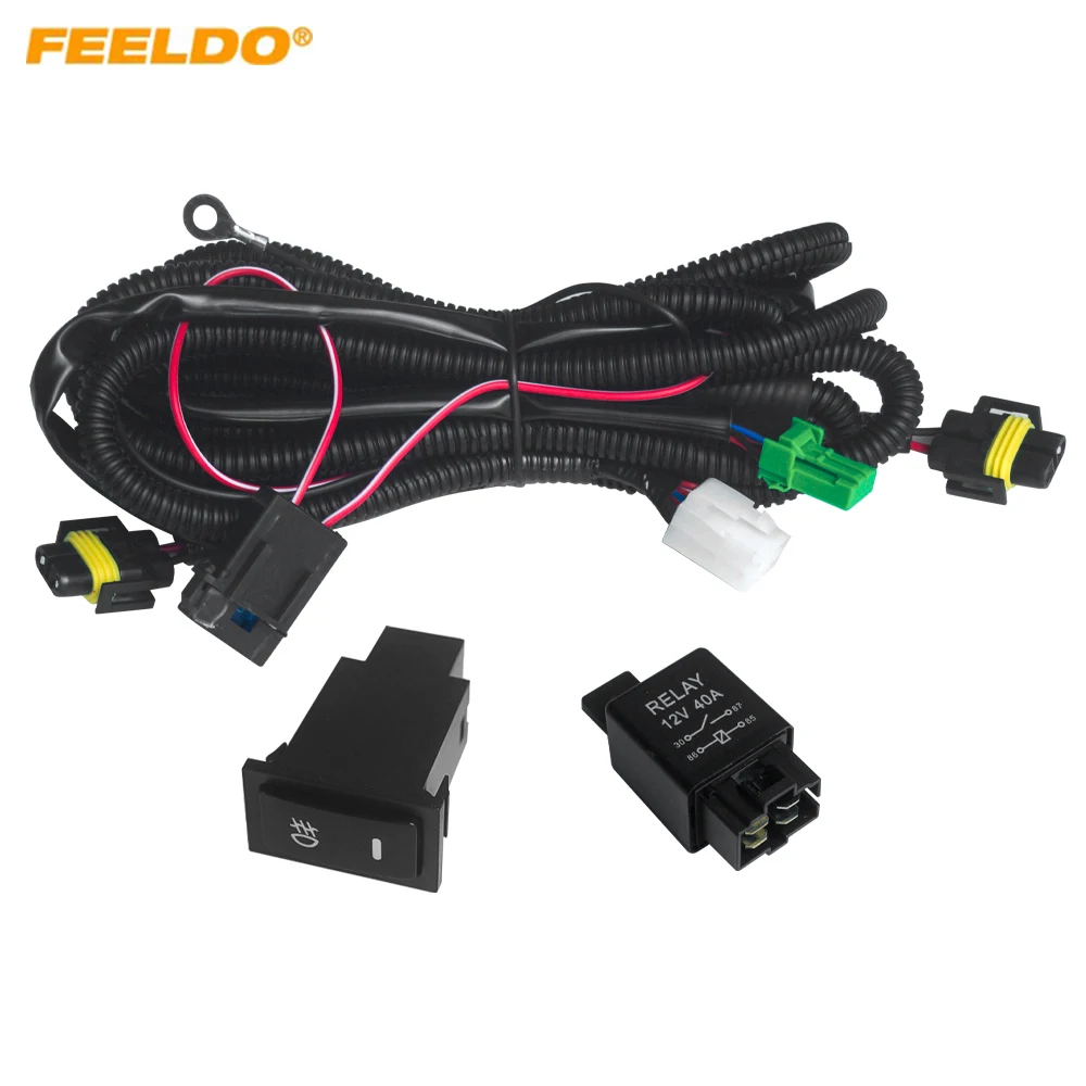 Car Styling Fog Light Wiring Harness Socket Switch with LED Indicators Relay For Honda H11 Wire Adapter Kits