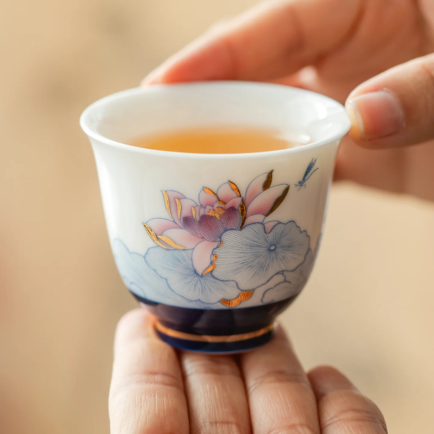 Gold-Painted Youhe Lyu Language Small Teacup Special Master Cup High-Value Kung Fu Tea Set Drinking Tea Cup Tea Cup Single Cup