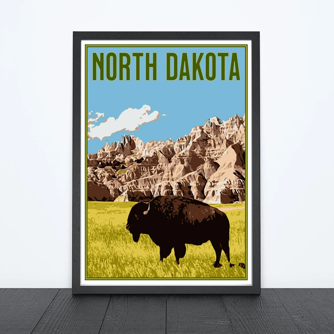 North Dakota Travel Poster, Vintage Style Poster,Home, Wall Art, Travel, Vacation, Home State, Souvenir, Frame Not Included