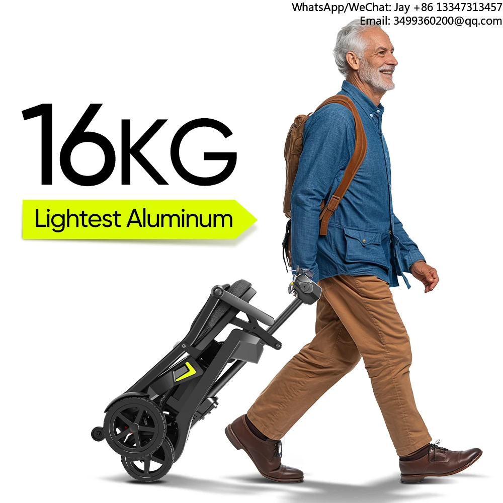 

Легкий складной электроскутер весом 16 кг для путешествий, портативный, одобренный авиакомпаниями, 270 Вт, бесщеточный, для пожилых людей