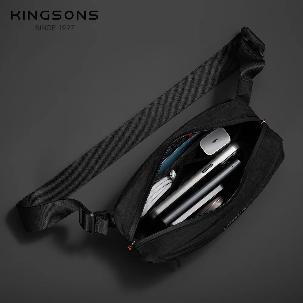 Kingsons Urban Ride Lite スリング メンズ レディース チェストバッグ 小型クロスボディバッグ 420D ナイロン 防水 ミニマリスト トラベルライト