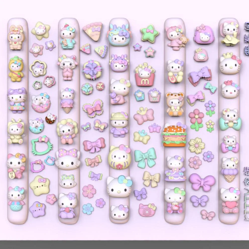 1pcs 3D Cute Cartoon Hello Kitty Nail Silicone Molds Large Size Reusable Nail Art Stencil Carving Decals Nail Art Mold Decoratio
