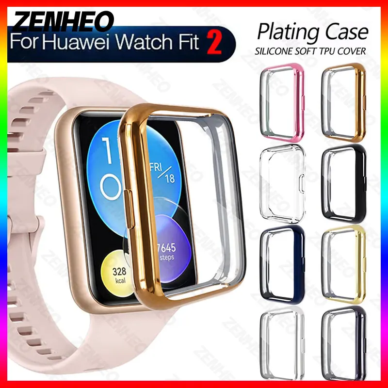 Electroplated TPU Watch Protector Case Cover For Huawei Watch Fit 2, Screen Protective Shell For Huawei Watch Fit 2 Accessories