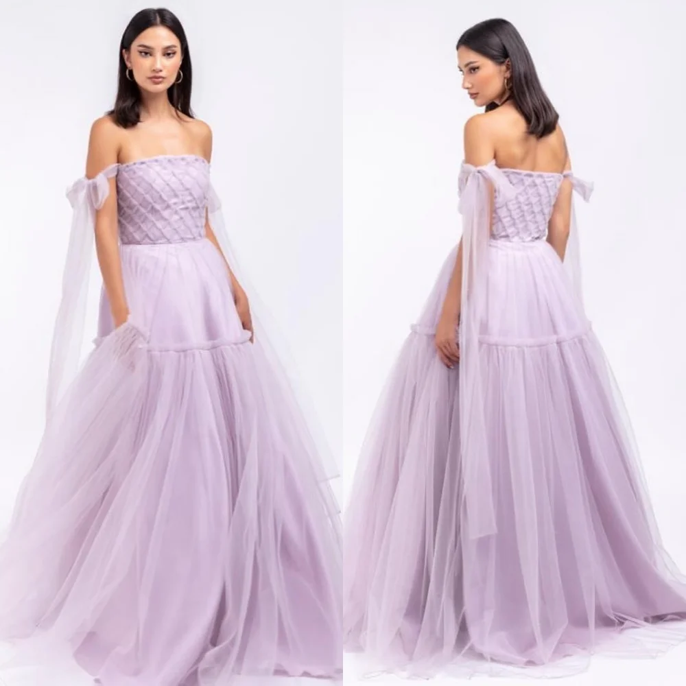 

Customized Criss-Cross Pleat Off-the-shoulder Charming A-line Long Dresses Bespoke Occasion Woman Elegant Party Evening Gown