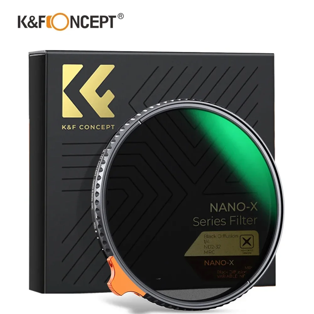 K&F CONCEPT Nano-X Variable Neutral Density ND2-ND32 1/4 Black Mist Multifunctional 2 in 1 Filter for Camera Lens 49mm-82mm