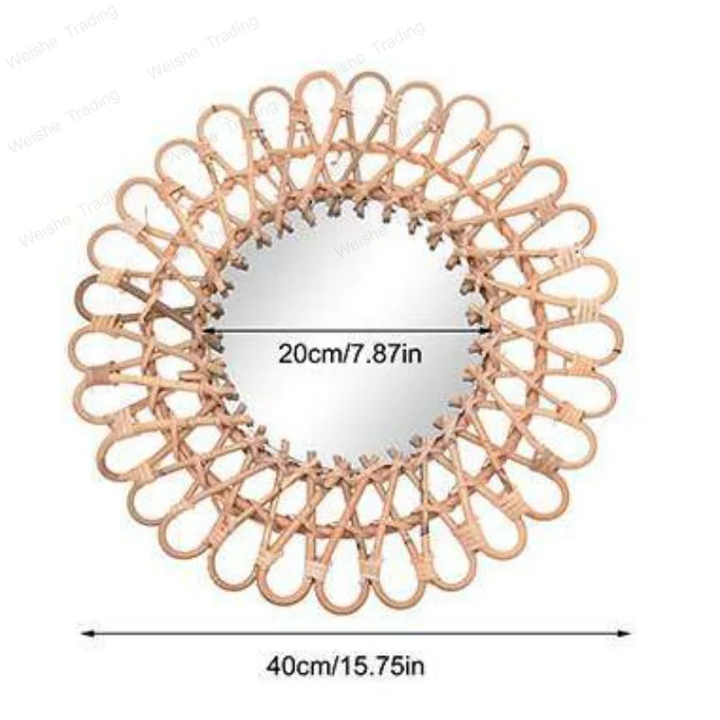 Gold decorative mirror primary color Indonesian rattan mirror characteristic handmade bamboo homestay wall-mounted rattan wall