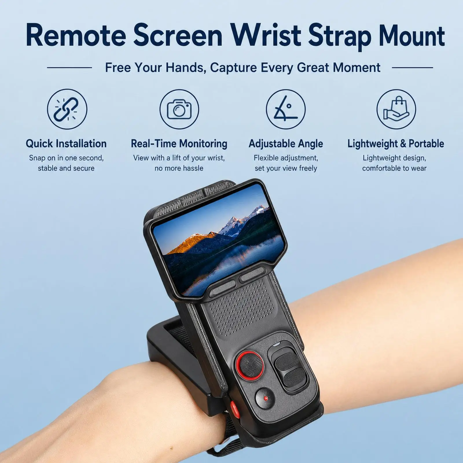 For Insta360 Luna Ultra Wrist Strap Mount Holder Remote Screen Rotating Bracket Multi-Angle Adjustable Frame