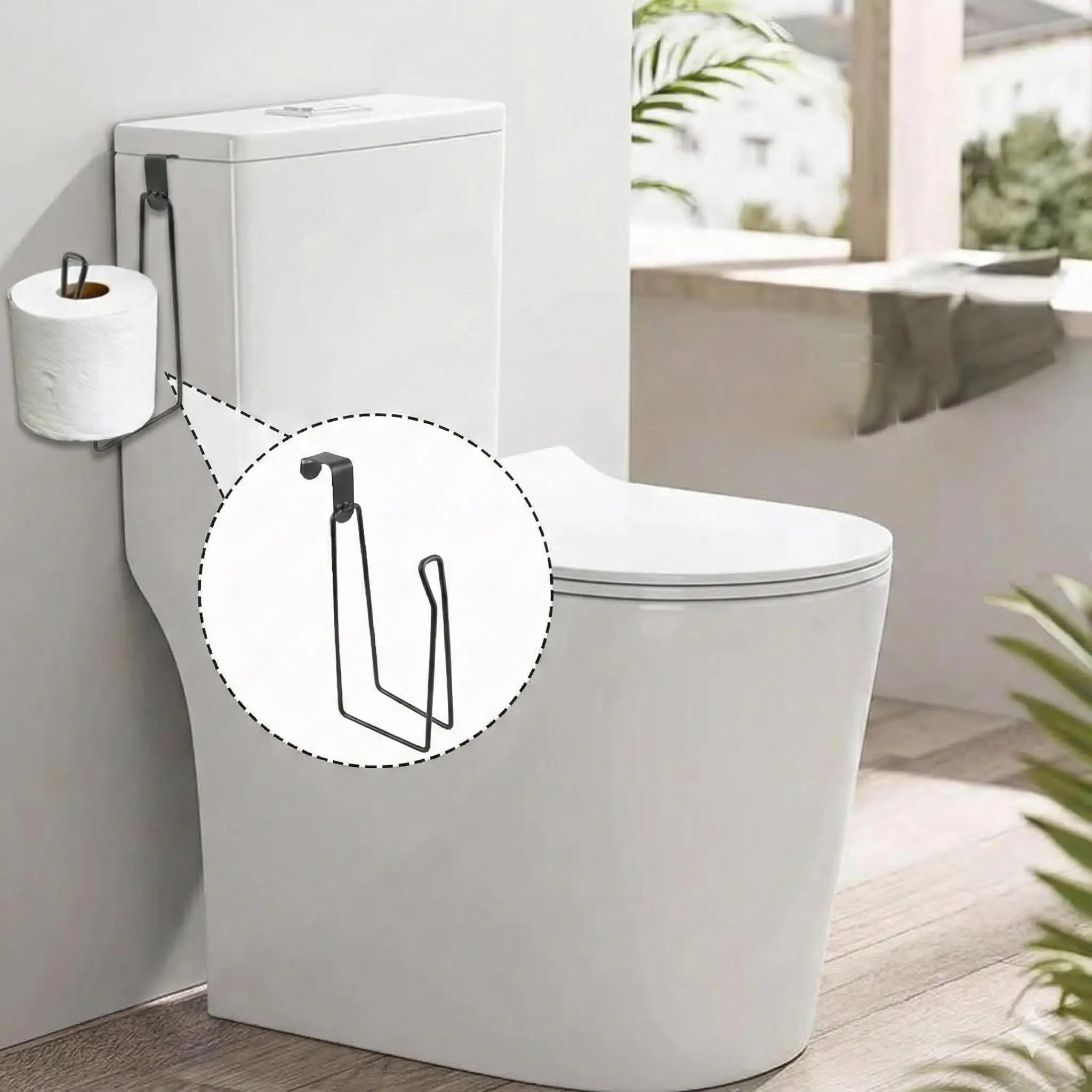 

Toilet Paper Holder - Easy Install Wall Mount Bathroom Tissue Roll Hanger with Painted Finish Space Saving No-Drill Design