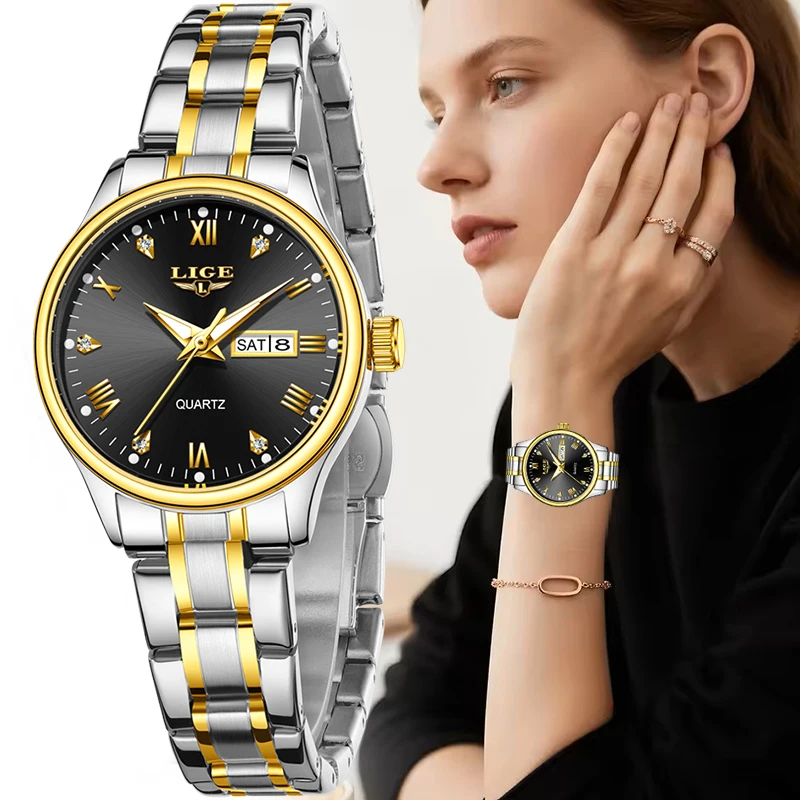 Montres-bracelets à quartz LIGE pour femmes, montre-bracelet élégante et simple pour femmes, montre féminine étanche et lumineuse, Montre Femme