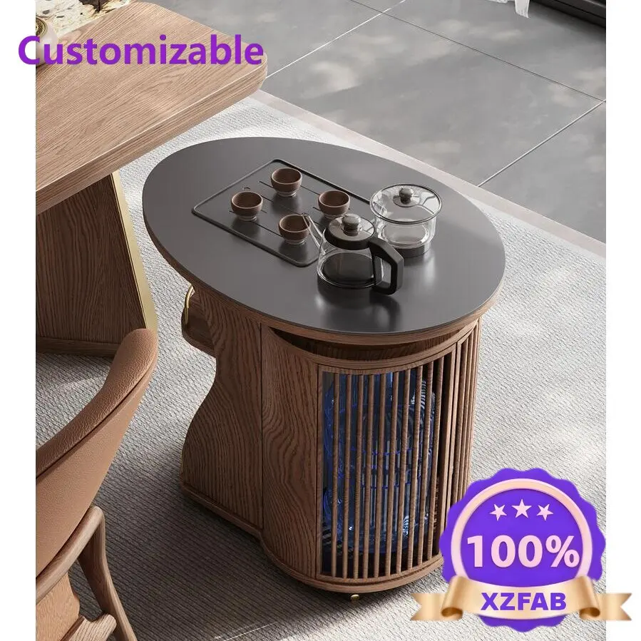 Factory Direct 2026 New Chinese style tea table kettle integrated new mobile balcony small tea cart modern simple coffee table w