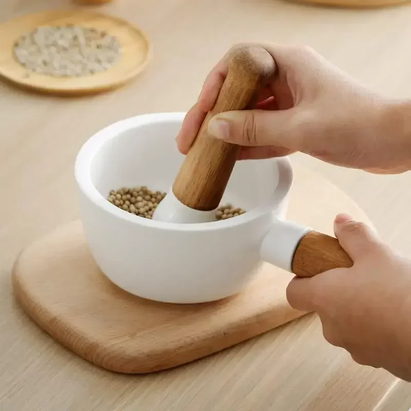 Mill Ceramic Mashed Garlic Mortar Mashing Jar Pound Medicine In A Mortar Grinder Household Manual Capsicum Masher Mortar Bowl