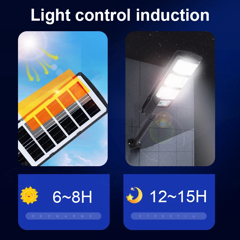 Potente luce solare a LED per esterni con sensore di movimento Lampione stradale solare super luminoso Lampada da parete per garage Lanterna da