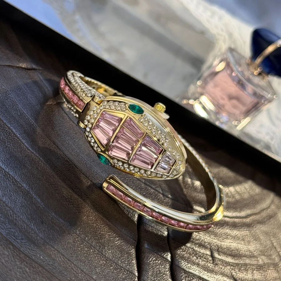 Ladies Snake-Shape Color Diamond Bracelet Watch Elegant Luxury Cross-Border Best-Selling Fashion Star Quartz Watch image 5