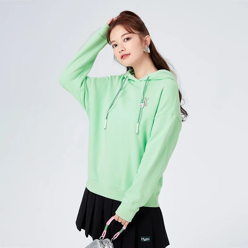 Semir Sweatshirt Women Velvet Presbyopic Rabbit Pullover Retro Winter Trendy Fashion Loose Hooded Sweatshirt