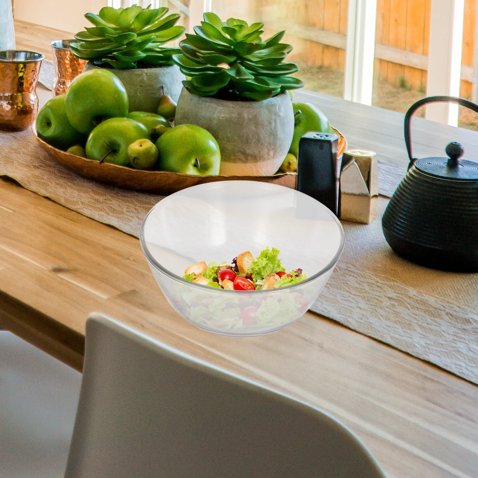 

1Pcs Glass Fruit Bowl Transparent Salad Cereal Dessert Container Large Capacity Kitchen Tableware for Food Storage Party Serving