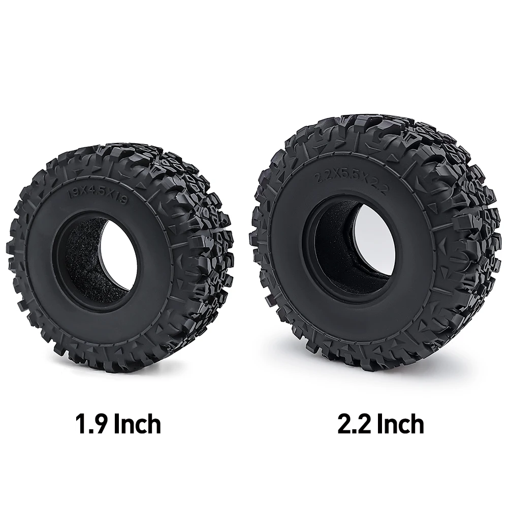 YEAHRUN 1.9 Inch Rubber Tyre 2.2 Wheel Tires with Foam Inserts for 1/10 RC Crawler Car Axial SCX10 Wraith TRX4 TRX6 Part