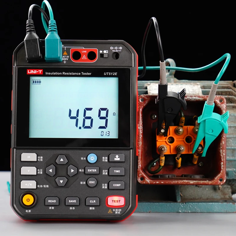 UNI-T UT512D/UT512E 2,5 kV isolatieweerstandstesters; 999 sets gegevensopslag/USB-communicatie/PI/DAR-meting