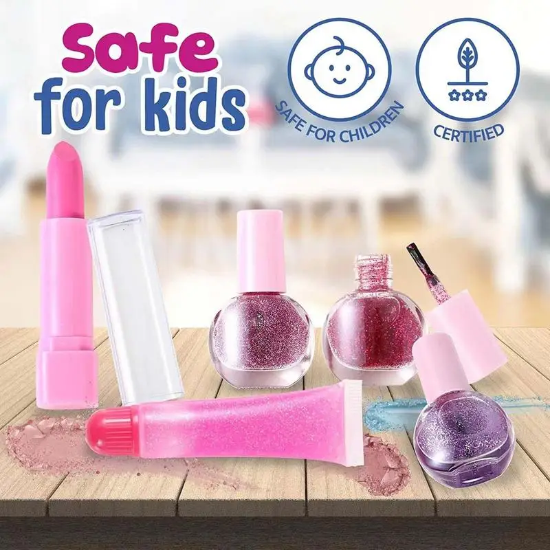 Juego de maquillaje de juguete para niñas, maquillaje lavable para niños pequeños, juego de juguetes para niñas, juego de juguetes para niñas, juego de cosméticos de maquillaje para niños