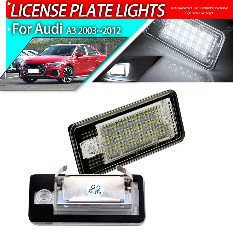 

2pcs Car LED Signal Bulbs Number License Plate Lights For Audi A3 S3 2003~2012 A4 S4 RS4 B7 A6 S6 RS6 C6 A5 S5 Cabrio /Cabriolet