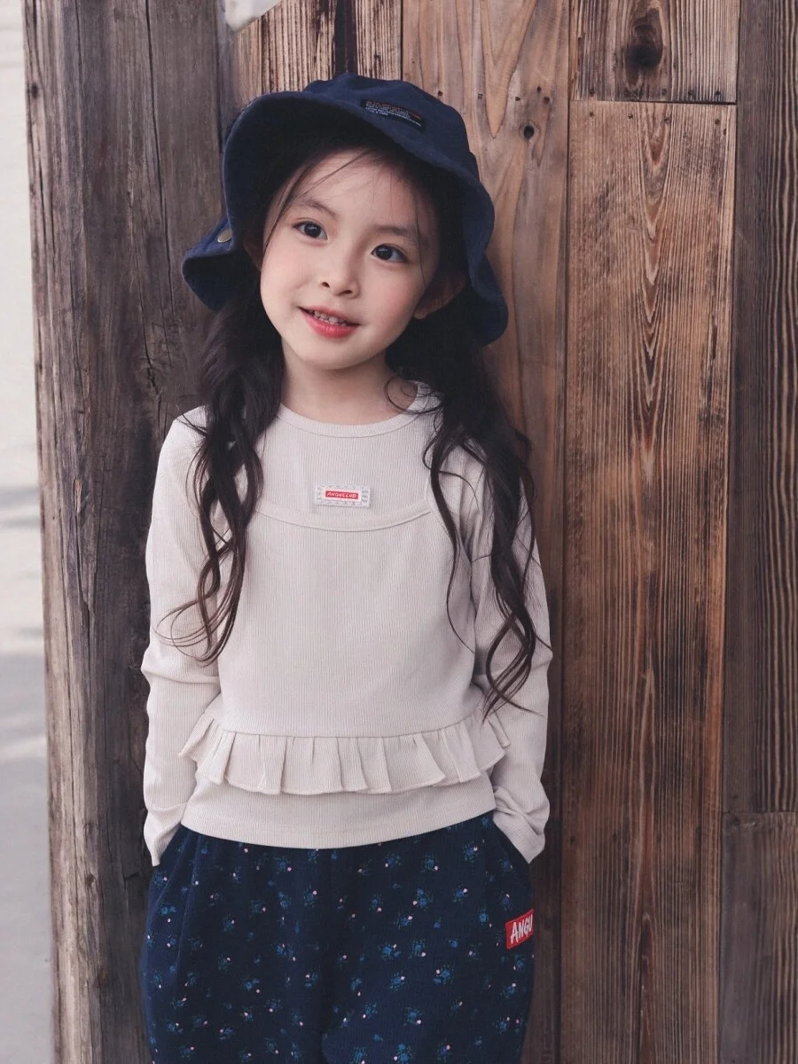 Slim Fit Long Sleeve T-Shirt for Girls Outdoor Spring Autumn Elastic Comfortable Cotton Blend Child Clothing FaceC Brand