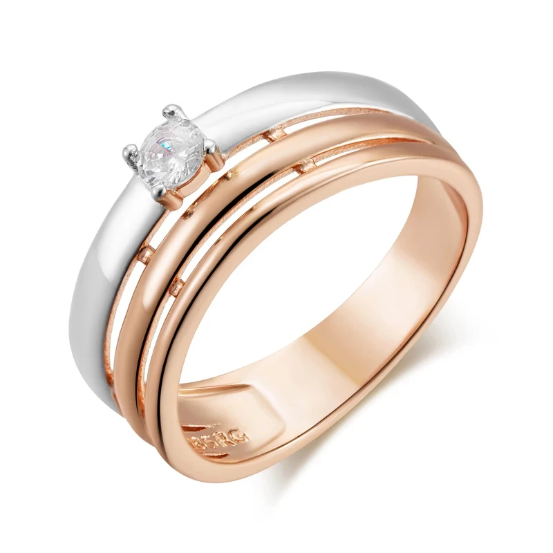 Wbmqda 585 Rose Gold Silver Color Mix Women\'s Rings Simple Fashion Wedding Proposal Engagement Jewelry Gifts