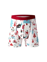 Men's underpants 1pcs Christmas pop fashion Christmas print boxer shorts comfortable soft boxer shorts