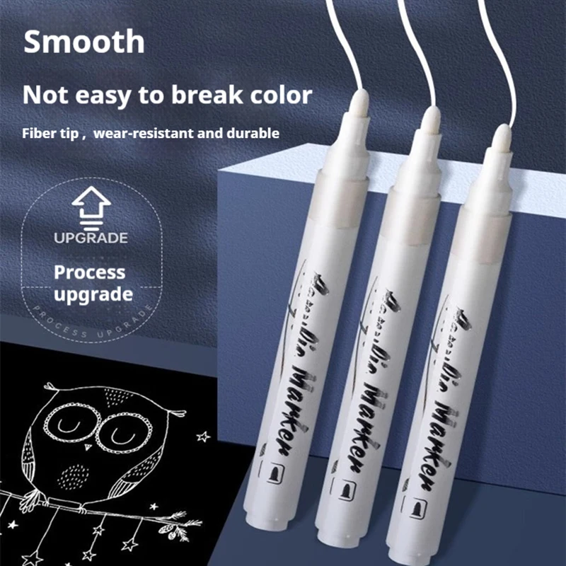 8Pcs Waterproof Acrylic Marker White Marker Paint Pen Art Painting Highlight Graffiti Pen Quick-Drying Marker 2.0mm Art Supplies