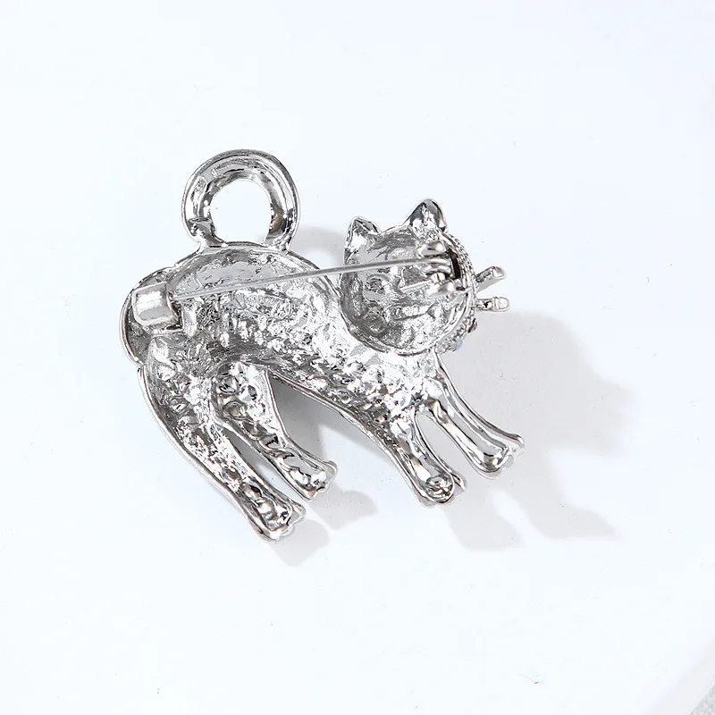Cute Little Cat Brooches for Women Full Rhinestone Casual Party Office Cartoon Animal Brooch Pins Fashion Jewelry Party Gifts image 4