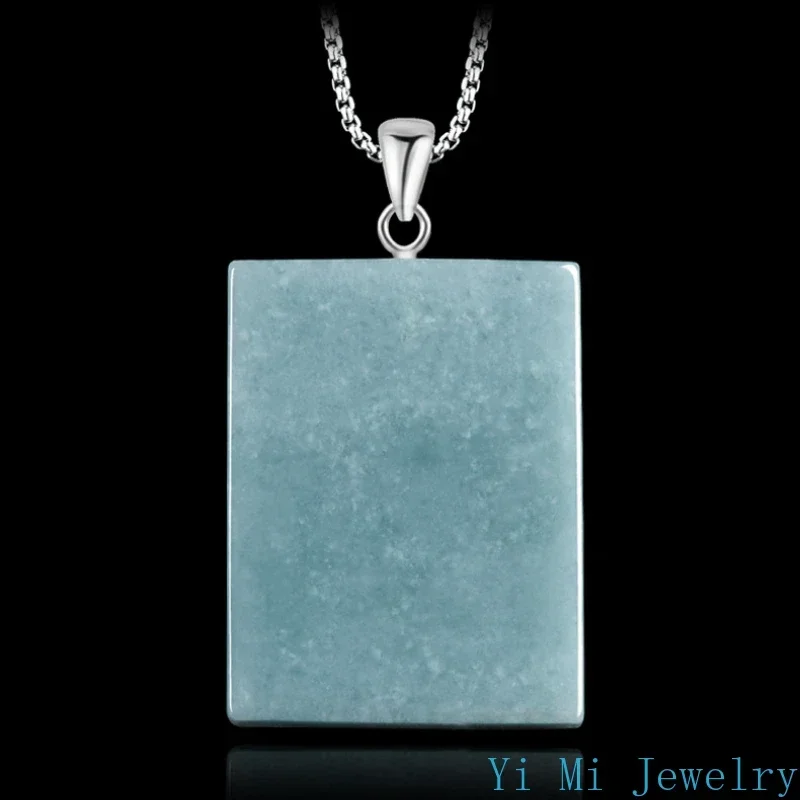 Natural A-goods Jadeite Blue Water Dragon Brahma Buddha Pendant Men and Women Buddha Jade Pendant Bead Treasure Jade Necklace