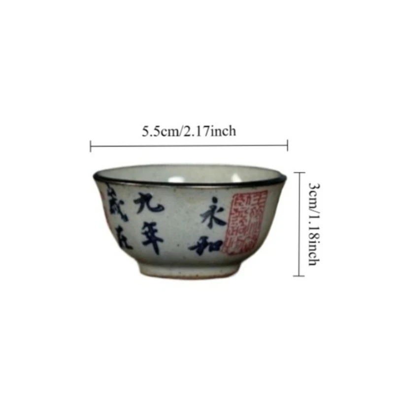 1 قطعة 30 مللي فنجان شاي الخط الصيني المرسوم يدويًا-طقم شاي جونغفو الحجري ، كوب شعر ، وعاء شاي على الطراز التقليدي