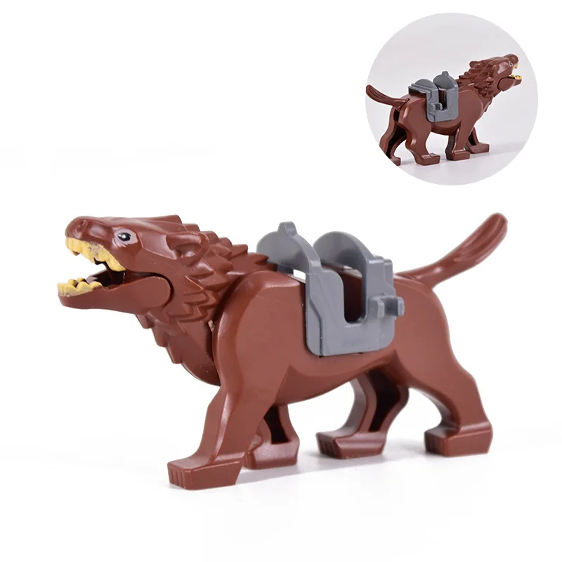 Medieval Animals Series Brown/Gray/White Wolf Mount Assembling Small Particle Building Blocks DIY Bricks Toys For Kids Gifts