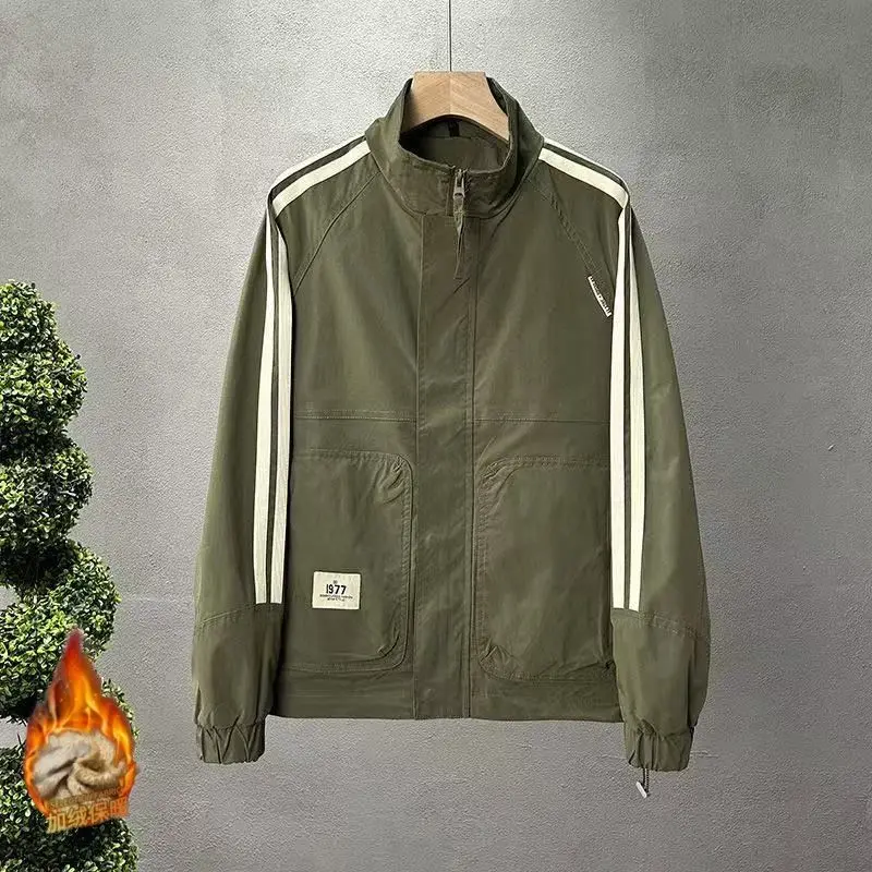 

Мужская модная цветная блузка с воротником-стойкой на подкладке, молодежная верхняя одежда, повседневная одежда-стойка