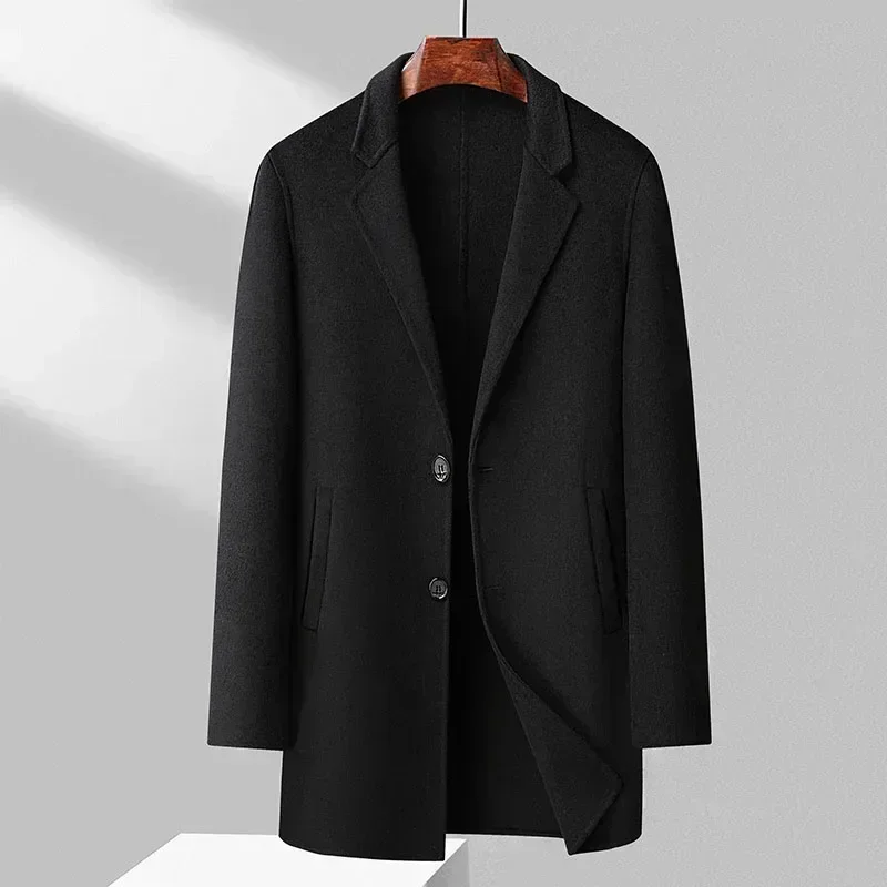 

Autumn and Winter Double-Sided Wool Coat Men's Mid-Length New woolen Windbreaker Casual Warm Coat