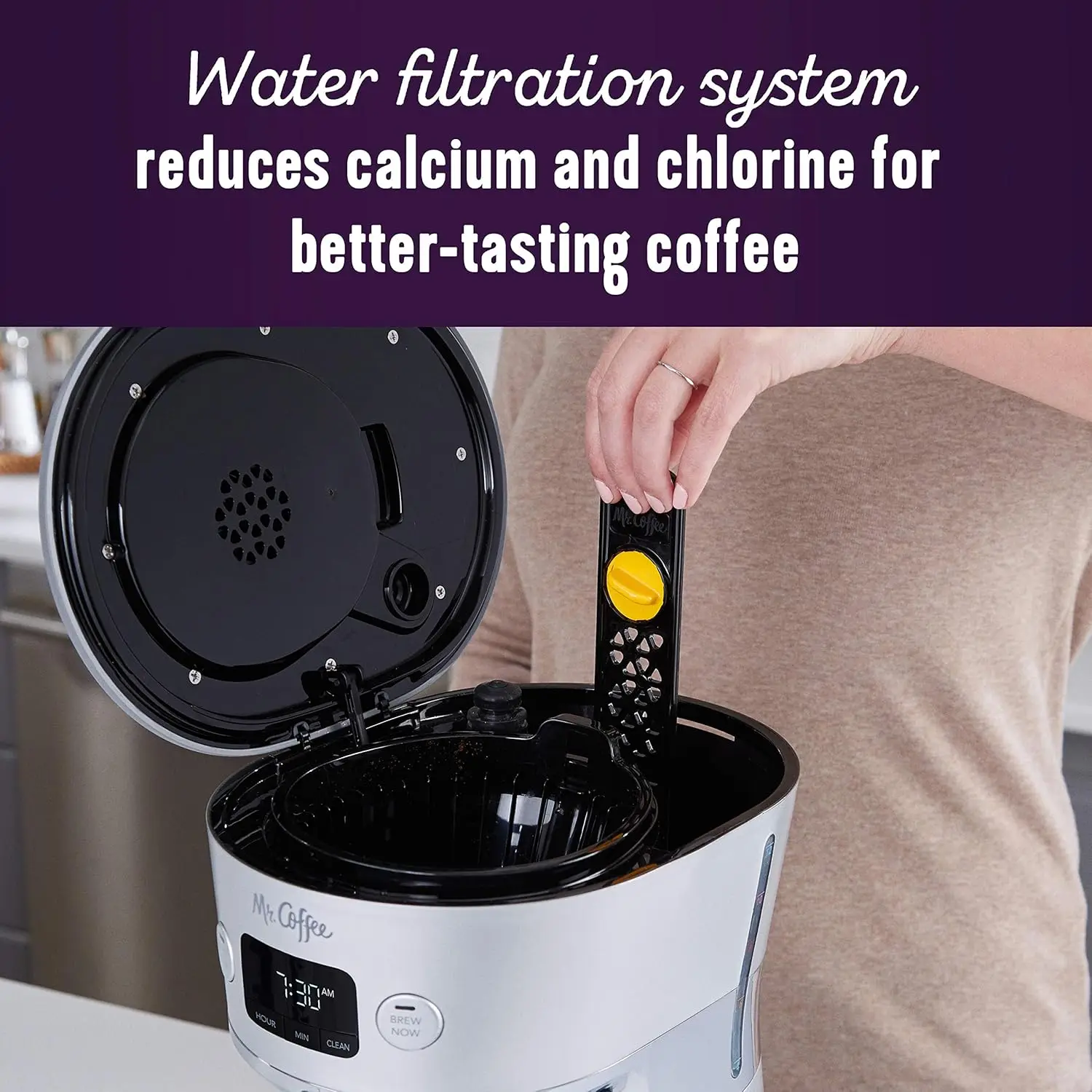 Easy Measure 12 Cup Programmable Maker with Gold Tone Reusable Filter, Silver/Chrome