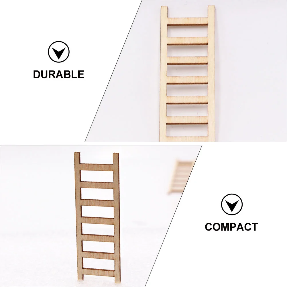 24 PCS Landscape Model Mini Wooden Ladder Christmas Decorations Simulation Desktop House