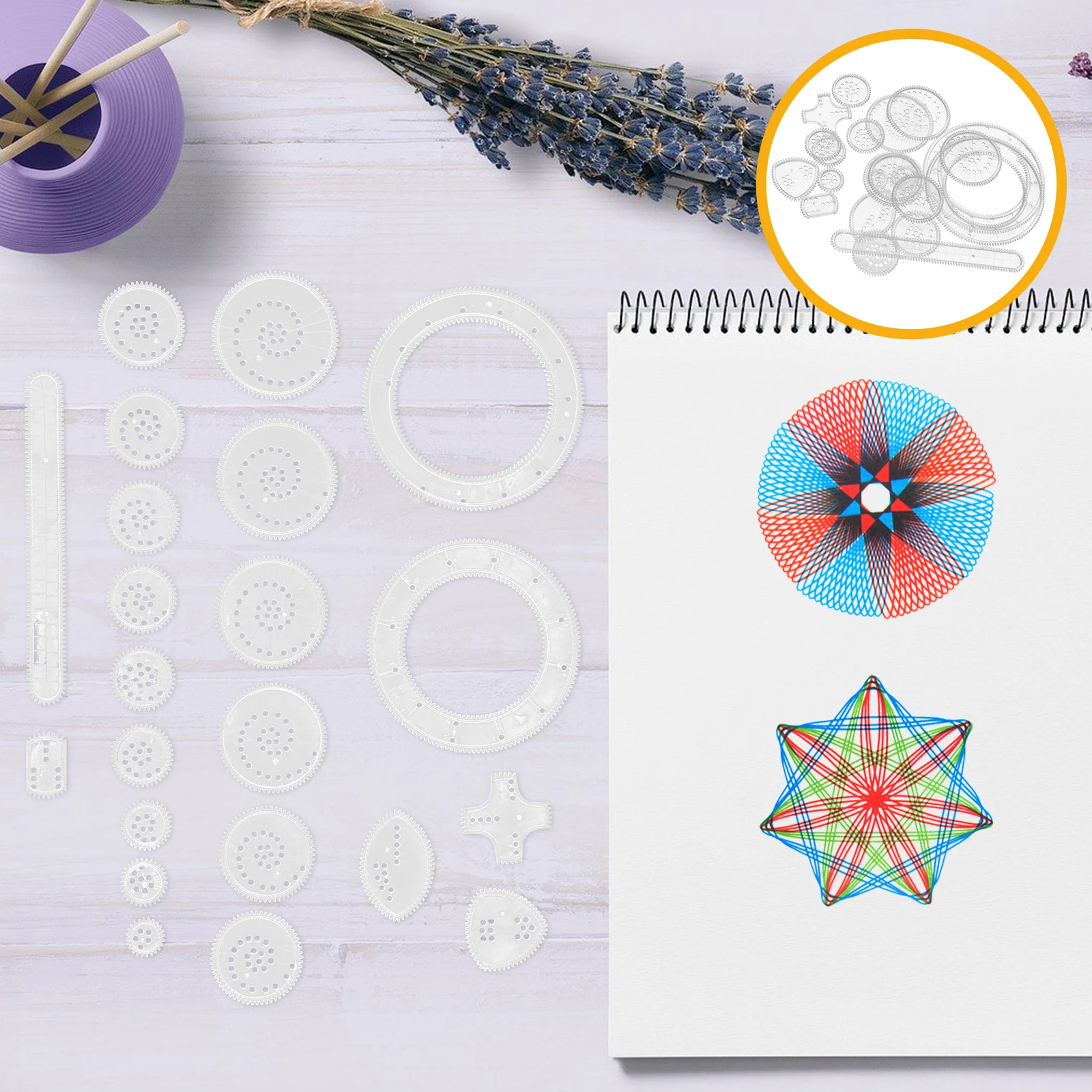 22pcs 1 Set Art Drawing Template Ruler Set Creative Painting Kit For Kids Safe Design Tool Hands-On Learning Educational