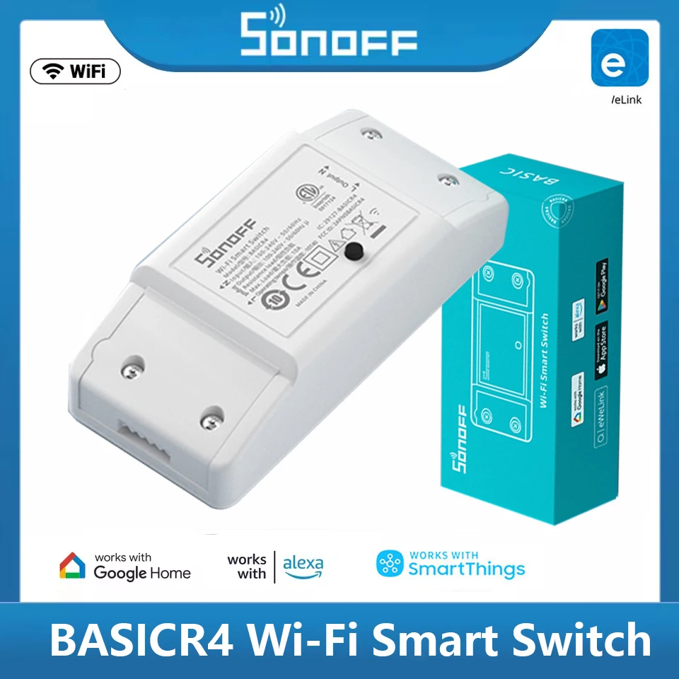 

SONOFF BASICR4 Умный переключатель Wi-Fi ESP32 Режим волшебного переключателя Надежный безопасный пульт дистанционного управления eWeLink S-MATE2 Alexa Google Assistant
