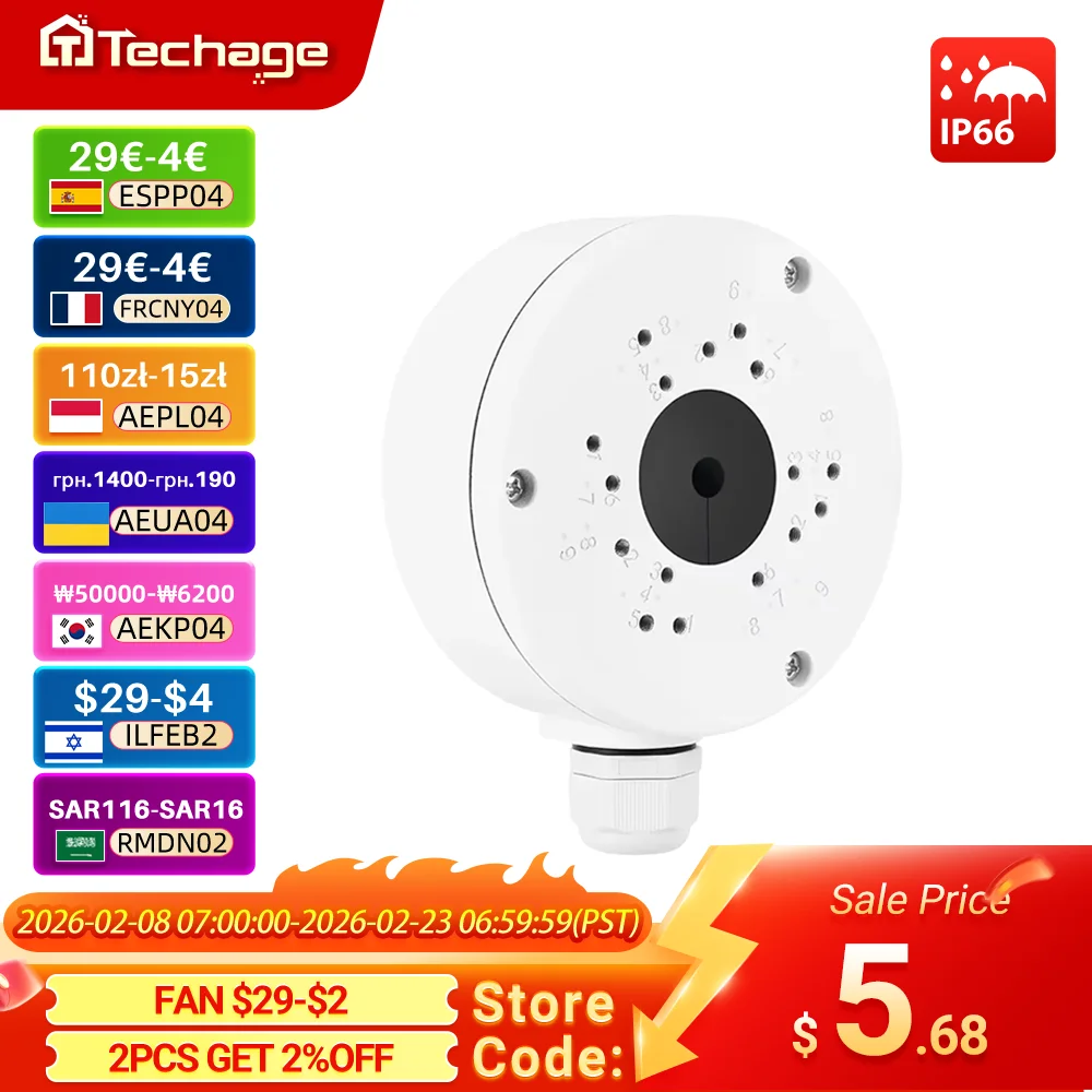 Techage IP66 Chống Nước Sắt Hộp Nối An Ninh IP Giám Sát Chân Đế Camera Quan Sát Phụ Kiện Cho Máy Ảnh