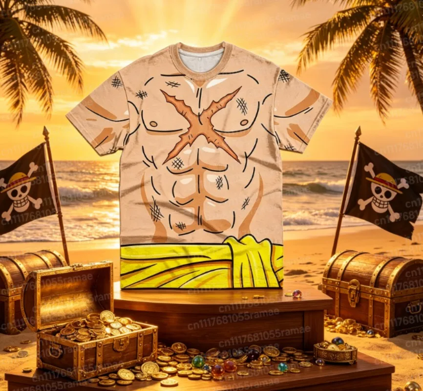 26 One Piece Trafalgar Law Heart Pirates T-Shirt Herren-Trikot Y2K Oversized-Top Geeignet für den täglichen Trainingsgebrauch, passend für die ganze Familie