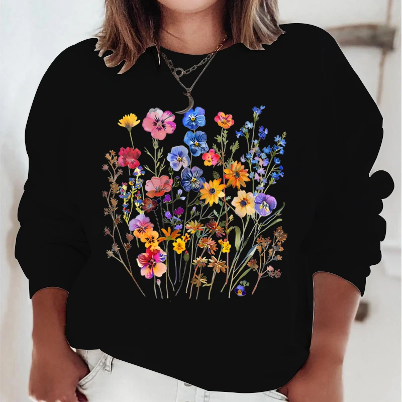 

Woman Clothing Vintage Wildflowers Boho Premium Sweatshirts Perfect Gift for Flower Nature Lover Wildflower Graphic Sweatshirt