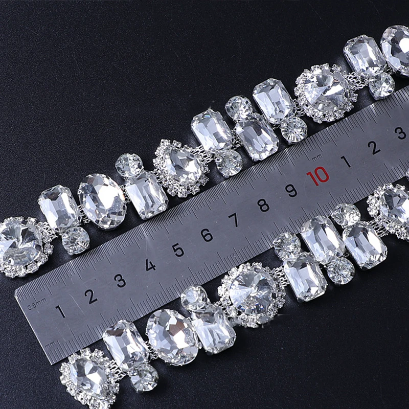 CUIER 1 Yard Sparkling Ribbon With Crystal Rhinestone Trim DIY Iron-On Repair For DIY Shoes Bags Dresses Decoration