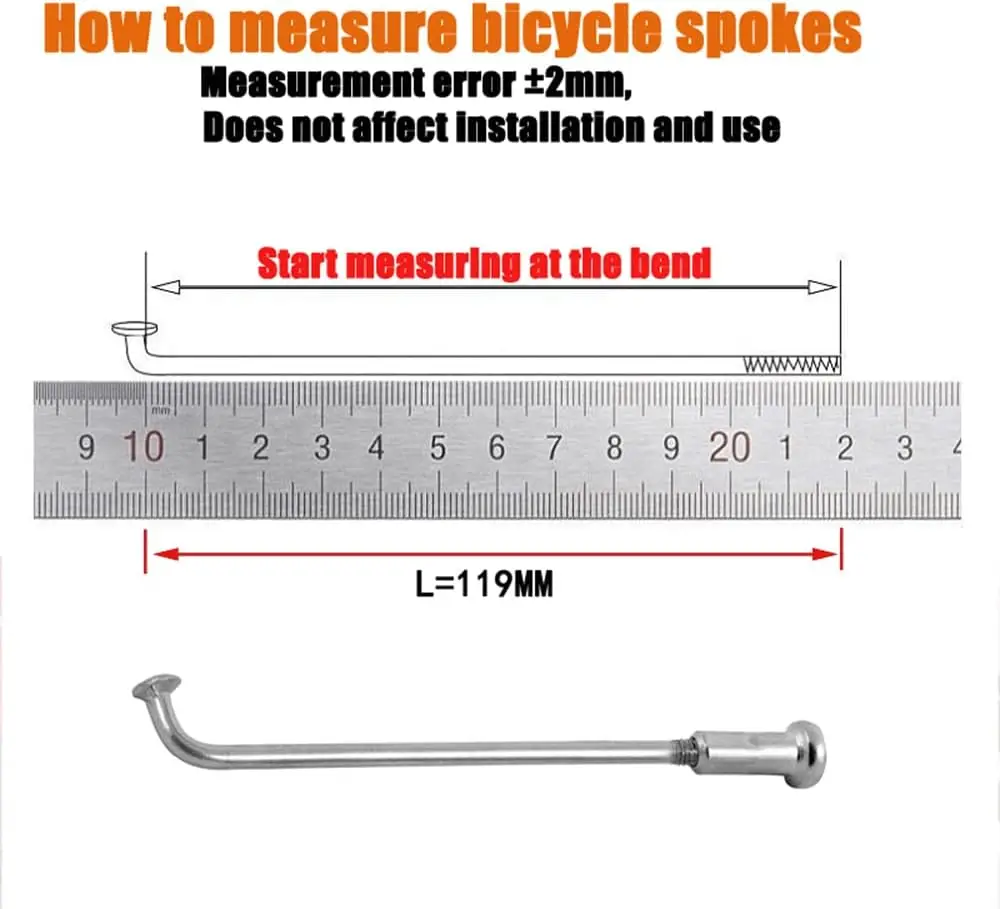 Electric bicycle 12G Diameter 2.5mm Length 100-230mm spokes #45 Steel + nipples 36pcs/lot For E Bike Motorcycle Tricycle