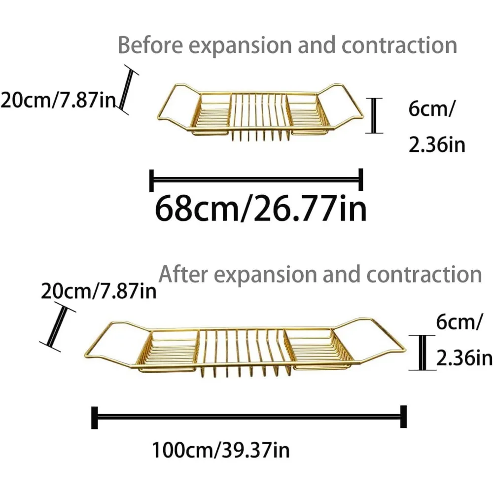 

Expandable Bathtub Tray Stainless Steel Bath Caddy with Wine Glass Holder for Spa Relaxation