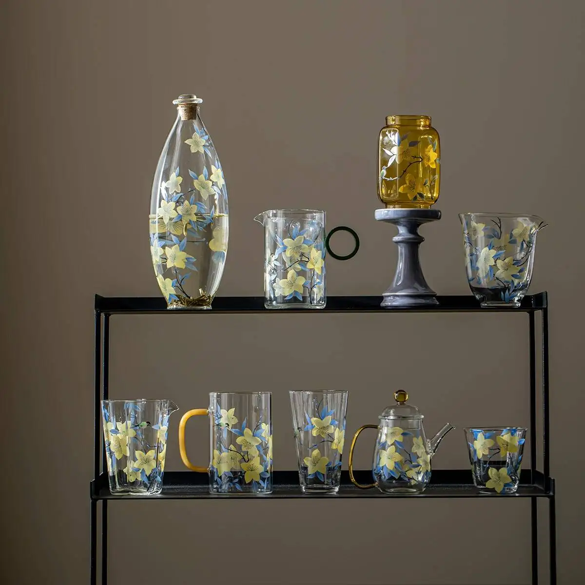 Chinese Zen-Style Glass Holder For Home Use, Chinese-Style Dan Cui Lily Retro Candle Base Ornament, High-Value Atmosphere Lamp