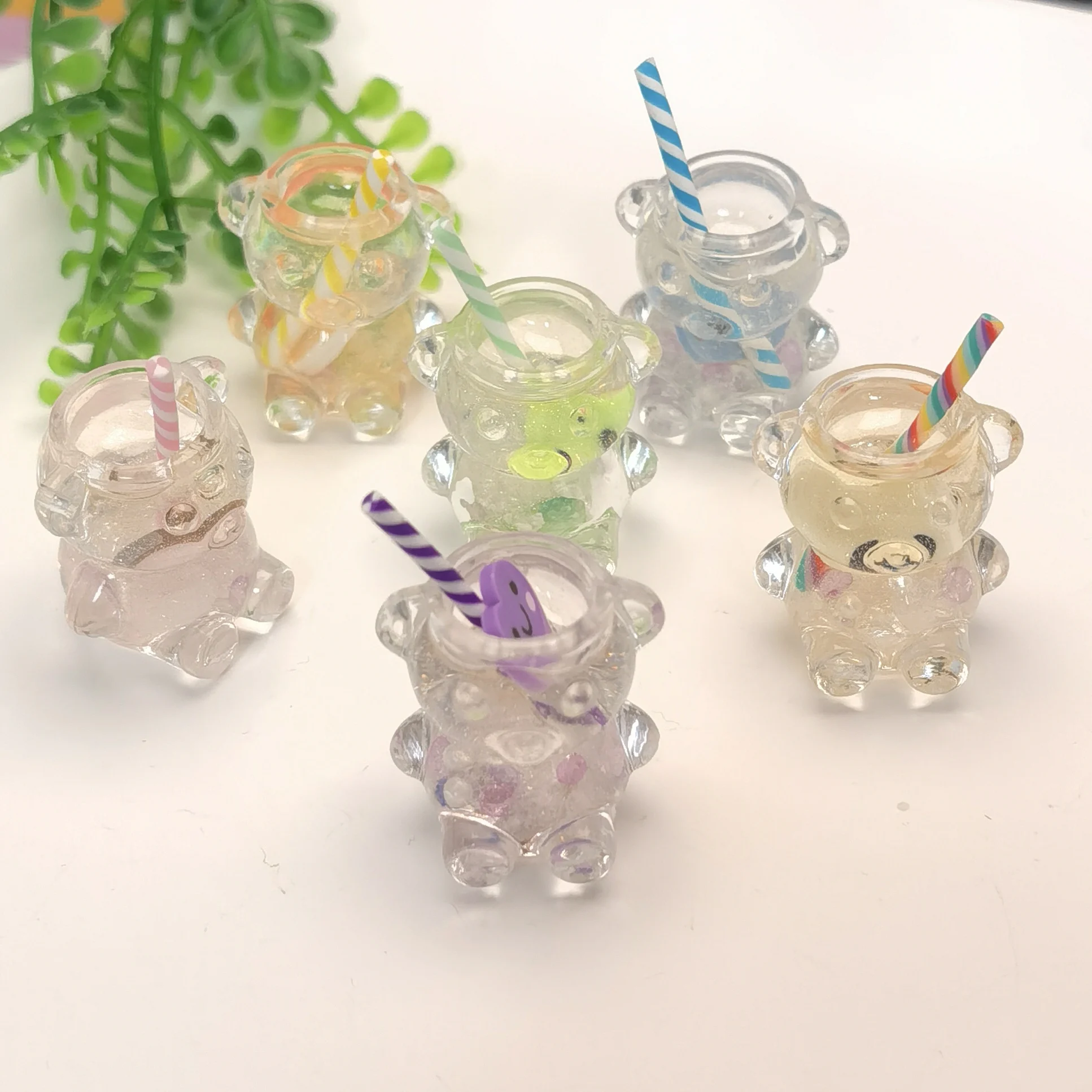 1:12 Mixed Colorful Cute 3D Mini Resin Simulation Luminous Bear Sippy Cup Miniature Cabochon DIY Doll house Craft Decor