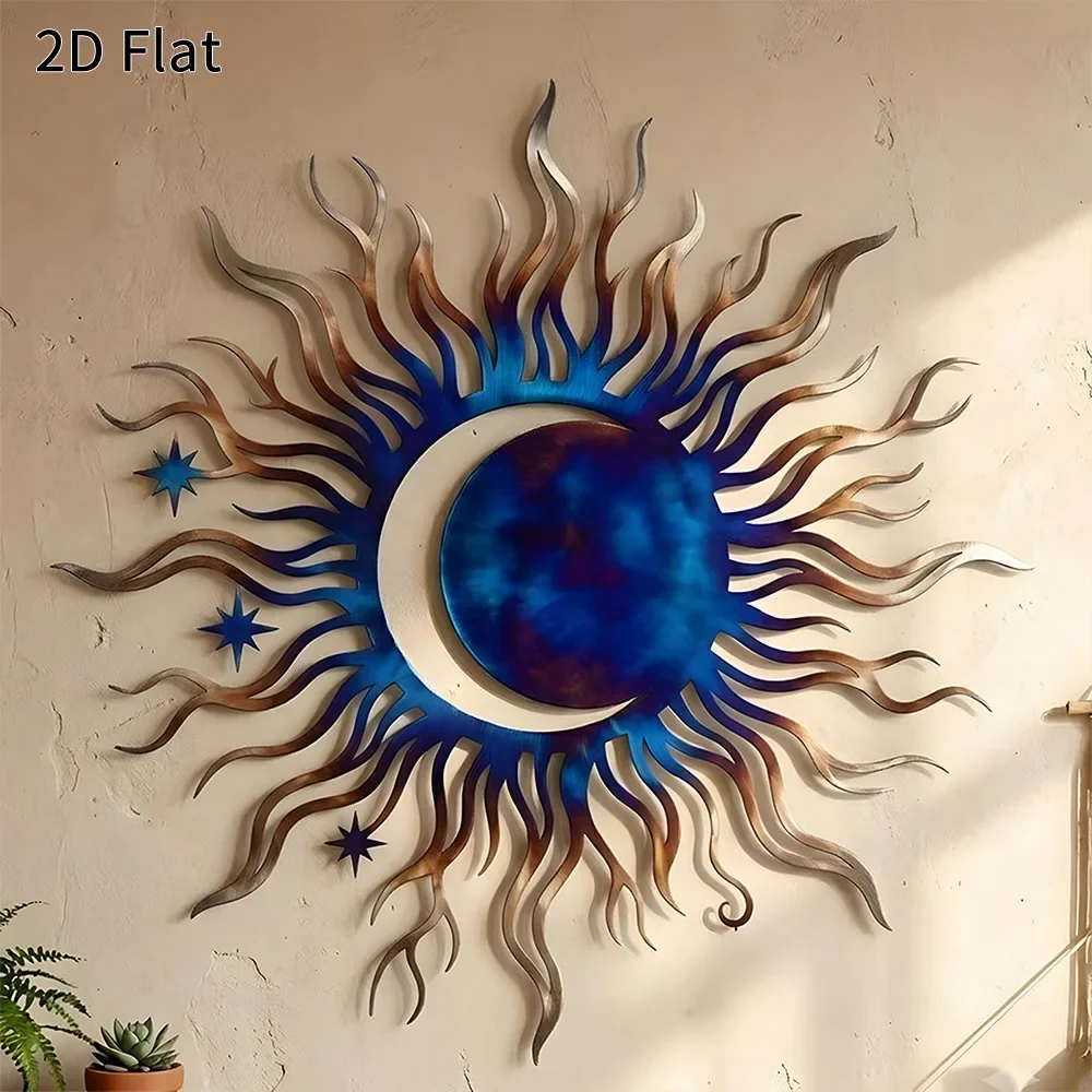 CIFBUY Sun Moon Metal Wall Art Iron Celestial Sign Decor for Home Living Room Bedroom Patio Modern Rustic Accent Decoration