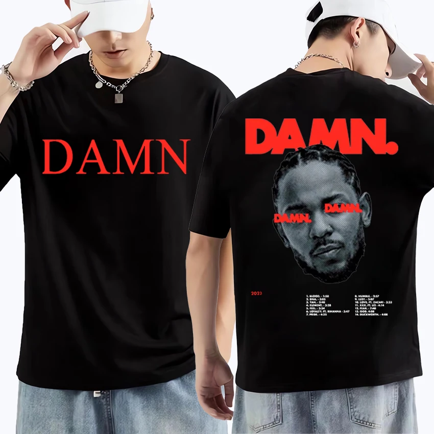 Rapper Kendrick Lamar Double Sided Print Men Women T Shirts Hip Hop Oversized black Unisex short sleeve t-shirt Pure Cotton Tops